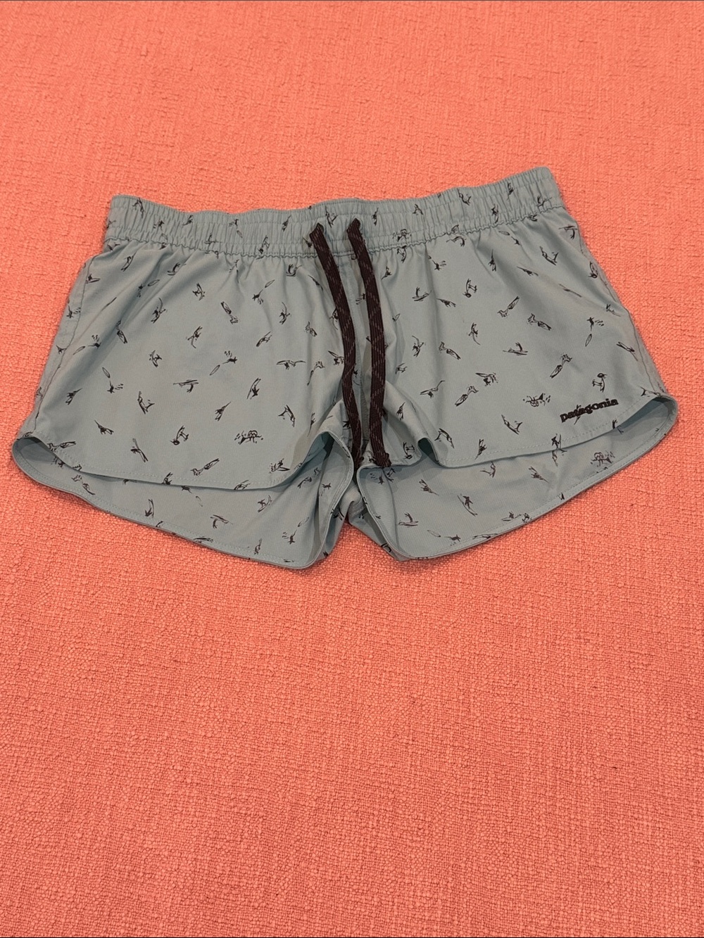 Patagonia small Women's Light Blue planing Athletic Shorts with Black Drawstring